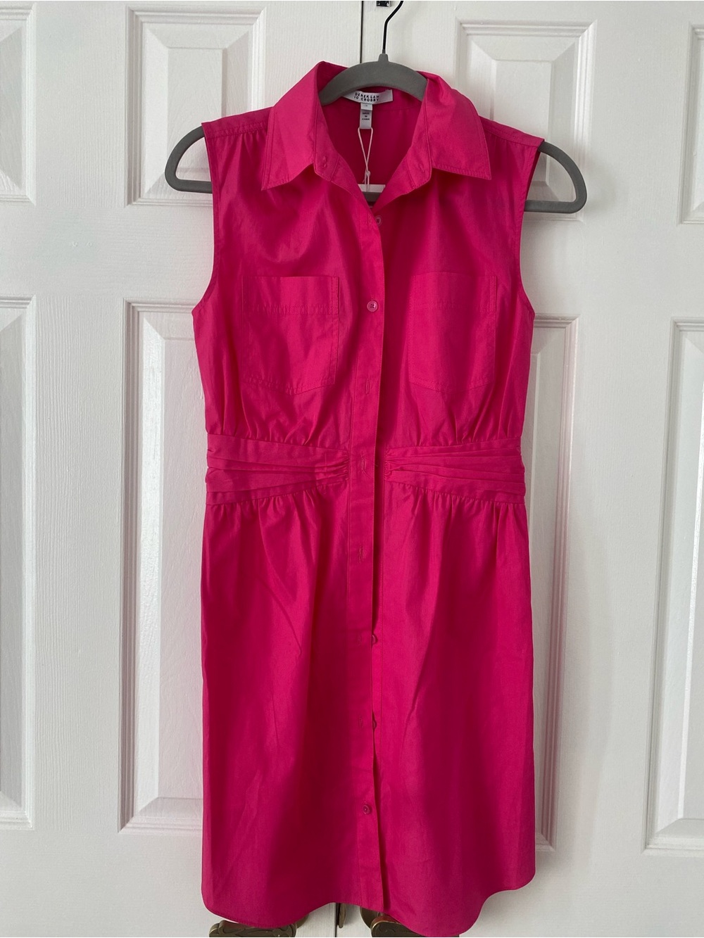 Derek Lam Sleeveless Shirt Dress - Hot Pink